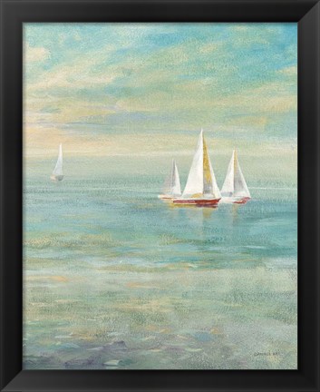 Framed Sunrise Sailboats II Nautical Print