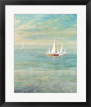 Framed Sunrise Sailboats II Nautical Print