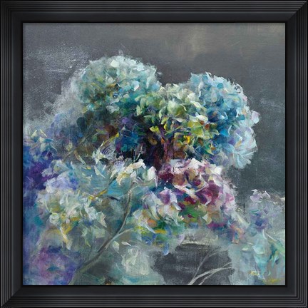 Framed Abstract Hydrangea Dark Print