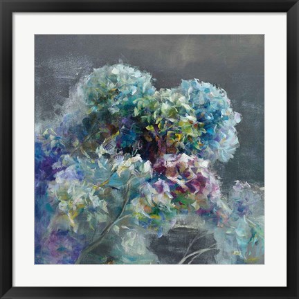 Framed Abstract Hydrangea Dark Print