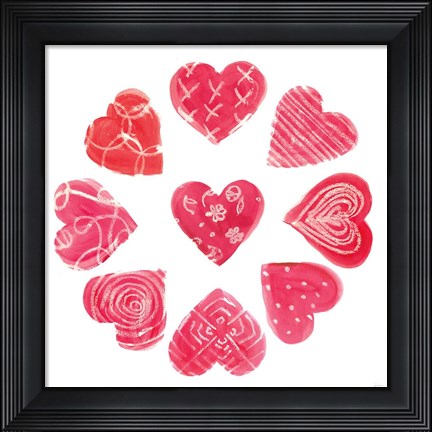 Framed Hearts and More Hearts II Print