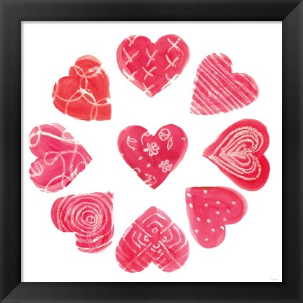 Framed Hearts and More Hearts II Print