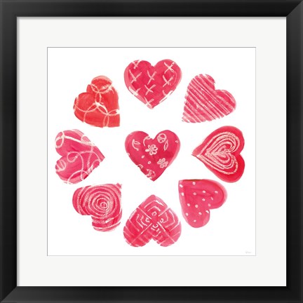 Framed Hearts and More Hearts II Print