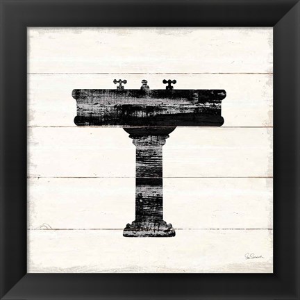 Framed Shiplap Bath II Print