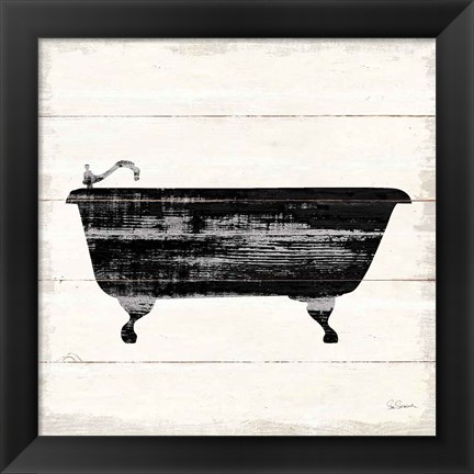 Framed Shiplap Bath I Print