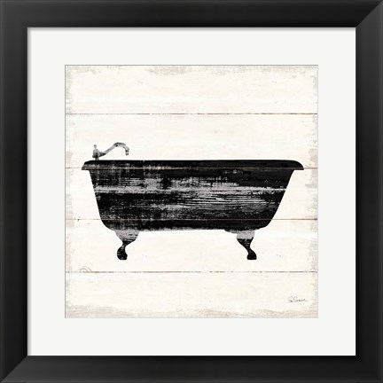 Framed Shiplap Bath I Print