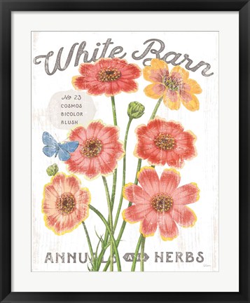 Framed White Barn Flowers III Print