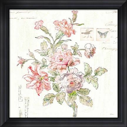 Framed Cottage Roses III Print
