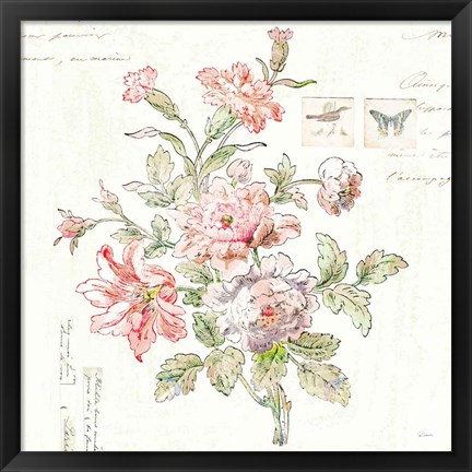 Framed Cottage Roses III Print