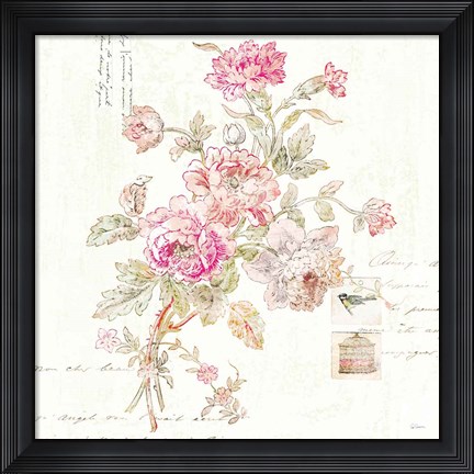 Framed Cottage Roses II Print
