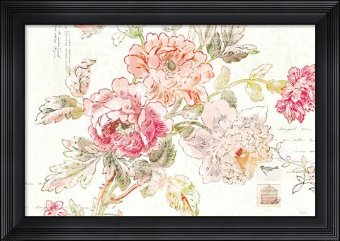 Framed Cottage Roses I Print