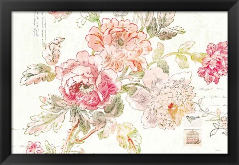 Framed Cottage Roses I Print