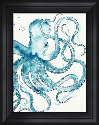 Framed Deep Sea VIII v2 Teal Print