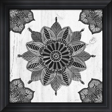 Framed Mandala Morning VI BW Print