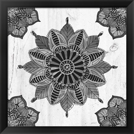 Framed Mandala Morning VI BW Print