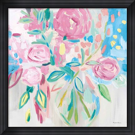 Framed Summer Pink Floral Pastel Print