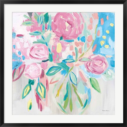 Framed Summer Pink Floral Pastel Print