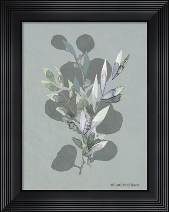 Framed Watercolor Greenery Series Medium Teal I Print