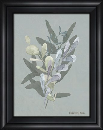 Framed Watercolor Greenery Series Medium Teal II Print