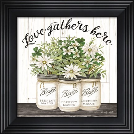 Framed White Jars - Love Gathers Here Print