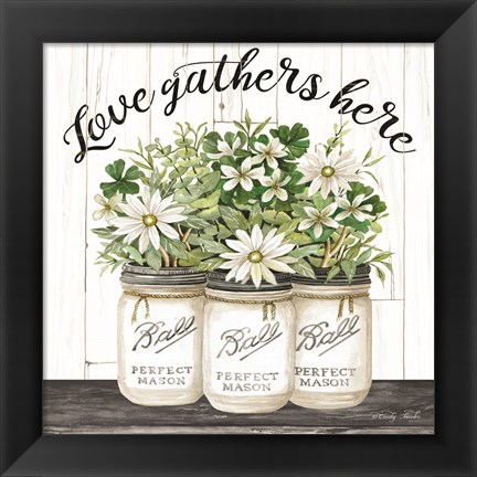 Framed White Jars - Love Gathers Here Print