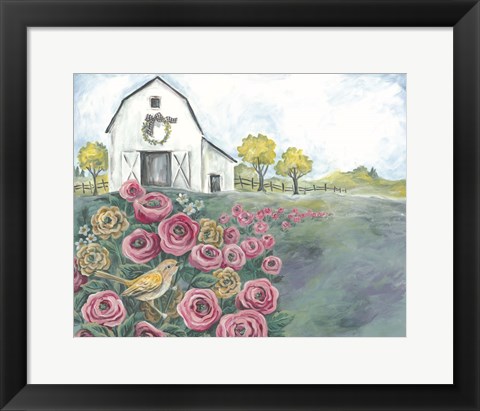 Framed Pink Flower Field Print