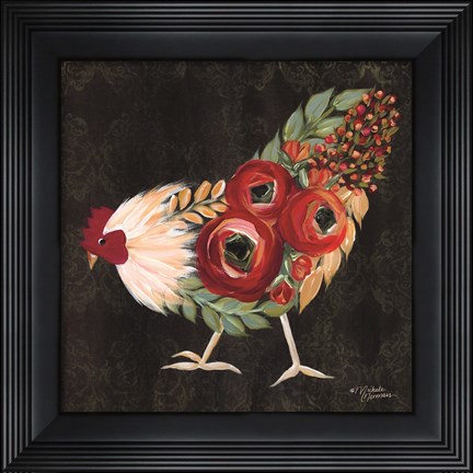 Framed Botanical Rooster Print