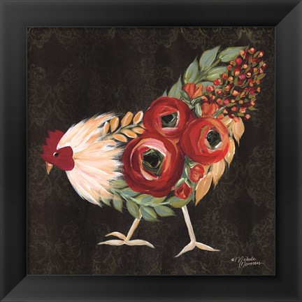 Framed Botanical Rooster Print