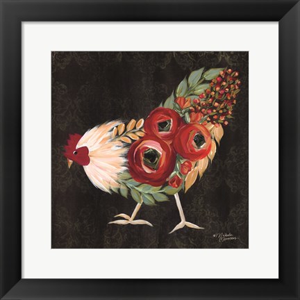 Framed Botanical Rooster Print