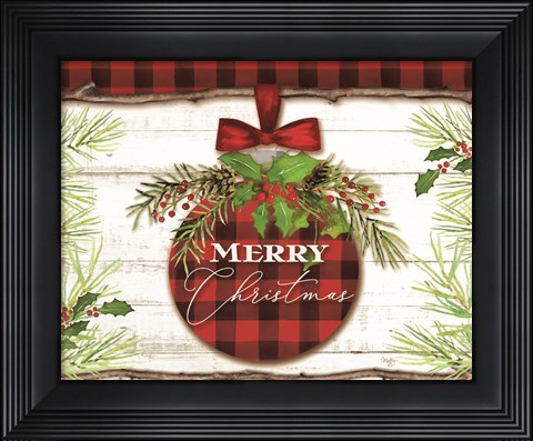 Framed Merry Christmas Ornament Print