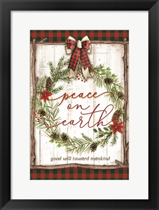 Framed Peace on Earth Buffalo Plaid Print