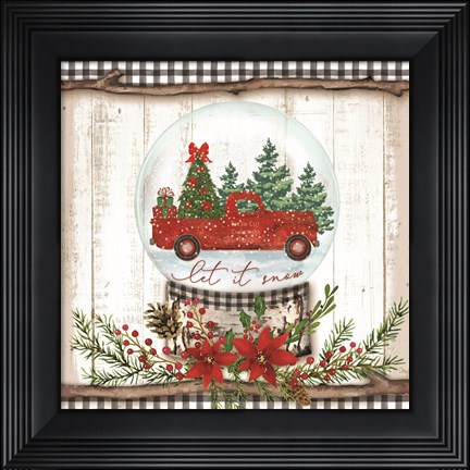 Framed Let it Snow Red Truck Print