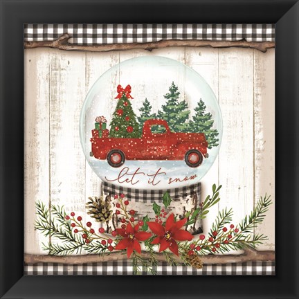 Framed Let it Snow Red Truck Print