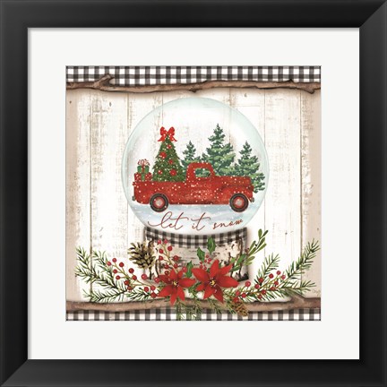 Framed Let it Snow Red Truck Print