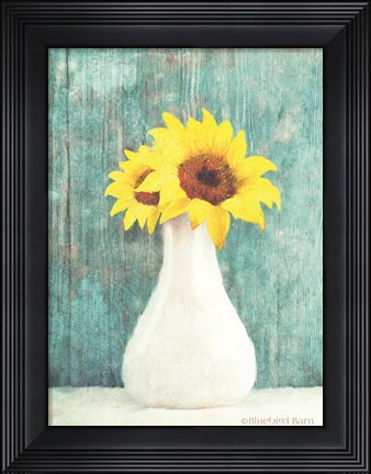 Framed Sunflower White Vase Print