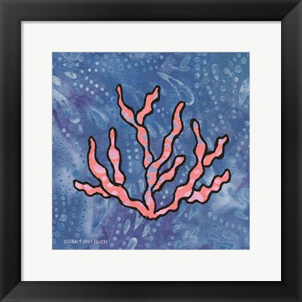 Framed Whimsy Coastal Conch Coral Print