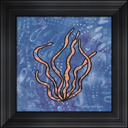 Framed Whimsy Coastal Conch Seaweed Print