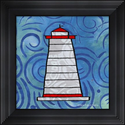 Framed Whimsy Coastal Conch Lighthouse Print