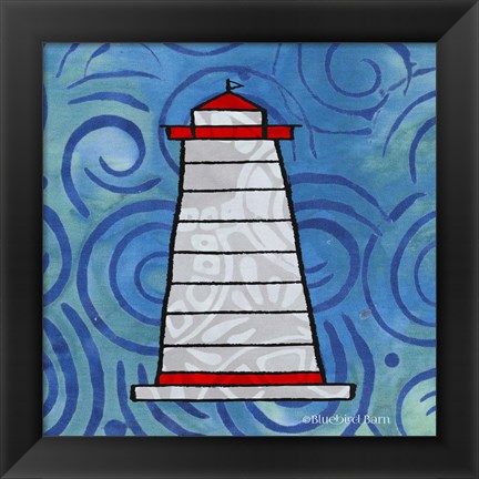 Framed Whimsy Coastal Conch Lighthouse Print