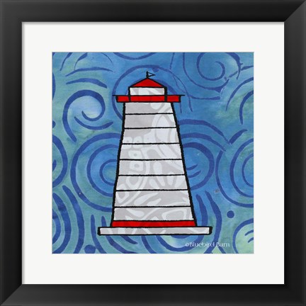 Framed Whimsy Coastal Conch Lighthouse Print