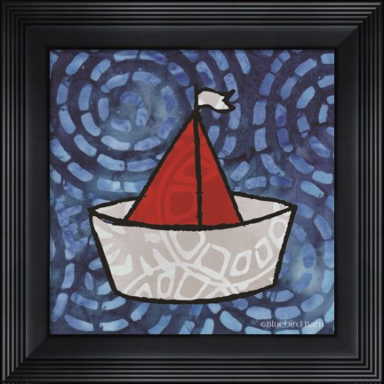 Framed Whimsy Coastal Sailboat Print