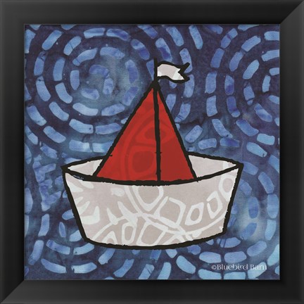 Framed Whimsy Coastal Sailboat Print