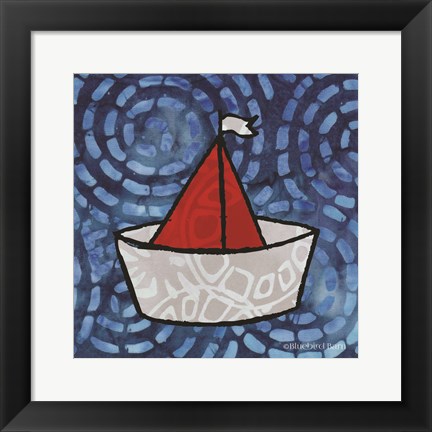 Framed Whimsy Coastal Sailboat Print