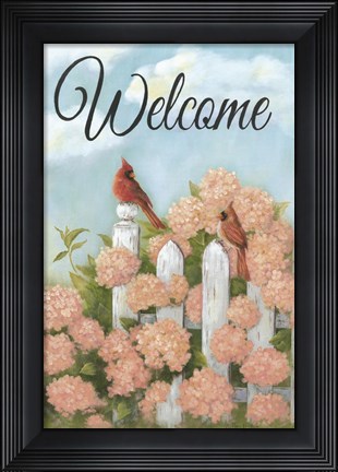 Framed Cardinal Pair Welcome Print