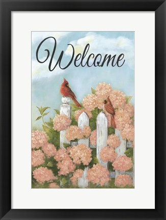 Framed Cardinal Pair Welcome Print