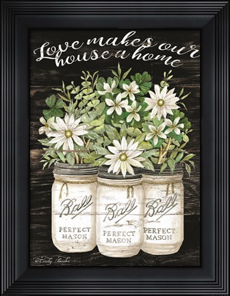 Framed White Jars - Love Makes Our House a Home Print