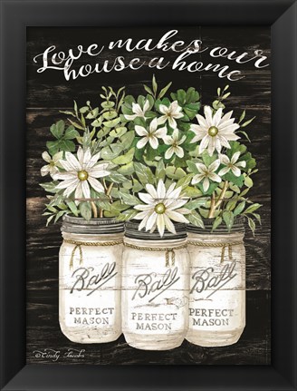 Framed White Jars - Love Makes Our House a Home Print