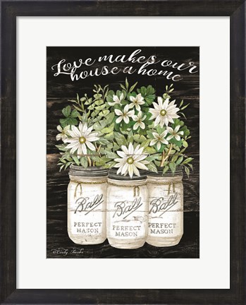 Framed White Jars - Love Makes Our House a Home Print