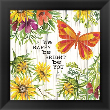 Framed Be Happy Print