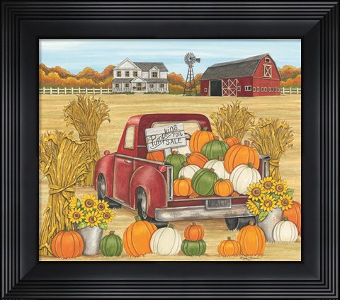 Framed Pumpkins for Sale Red Truck Farm Print